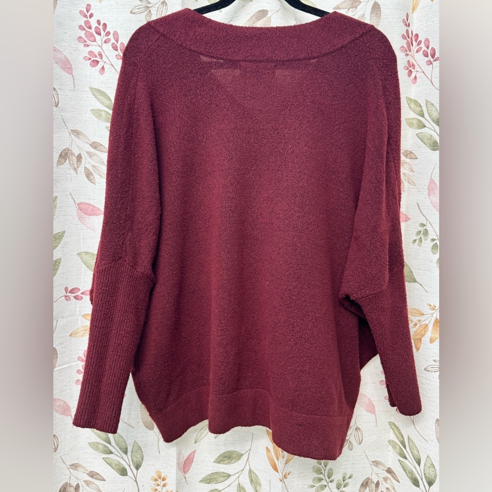 Anthropologie Burgundy V-Neck Sweater - Picture 7 of 8